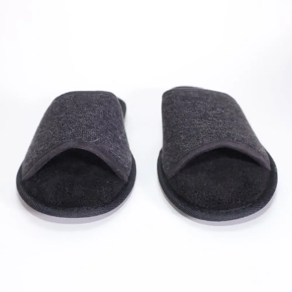 Gold Toe Mens Open Toe Memory Foam Slippers - Mens Medium (8-9) - Black - NIB
